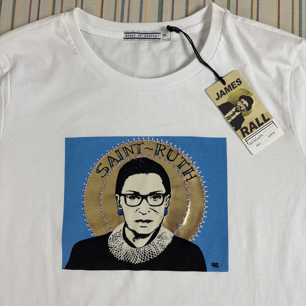 Proof Of Concept Shirt Womens XL White Saint Ruth Pop Art Graphic Tee Cotton NEW
